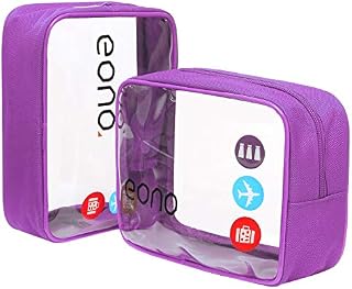 Eono Clear Toiletry Bag Waterproof Toiletry Travel Bag Clear PVC Zippered Cosmetic Bag Cosmetic Makeup Bag Clear Wash Bag Toiletry Organizer Makeup Bag for Travel Bathroom Men and Women
