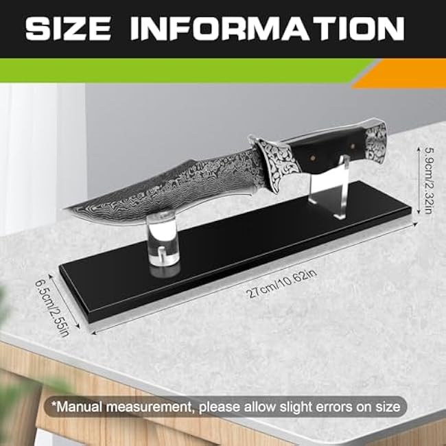Acrylic Pocket Knife Display Stand for Securing Single Knife Rack, Clear Collector Knife Display Box for Home Decor Kitchen