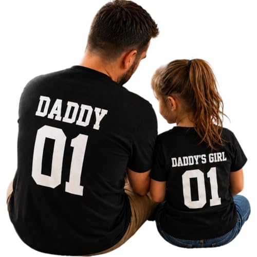 Image of Daddy Daddy's Girl Father Daughter Mens Parent Child Kids Matching T-Shirt Dad Girl Black