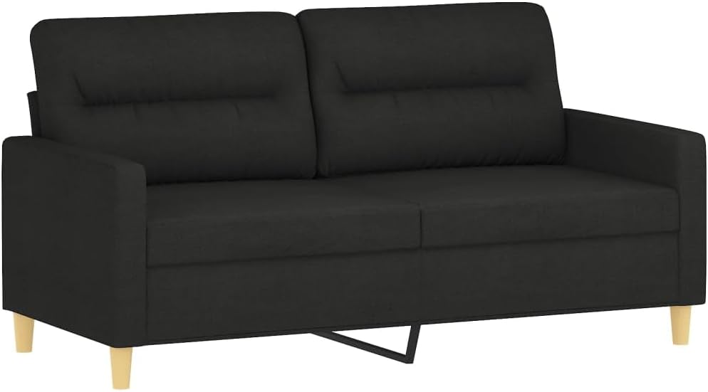 2-Seater Sofa Black Polyester Living Room Furniture