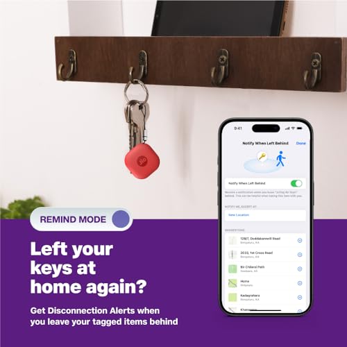Image of JioTag Air for iOS (Red) Worldwide Tracker, Pair with Apple Find My app for Keys, Luggage, Bikes, Purses etc. Inside & Outside Bluetooth Range, No SIM /subscriptions Required, 1+1 Year Battery, 120 dB