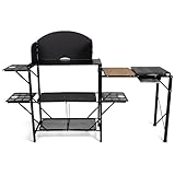 Kampa SlimChef Camping Kitchen Stand, Folding Outdoor Cooking Station with Sink & Windshield, Portable Caravan Camp Kitchen Table, 30kg Load Prep & Wash Unit