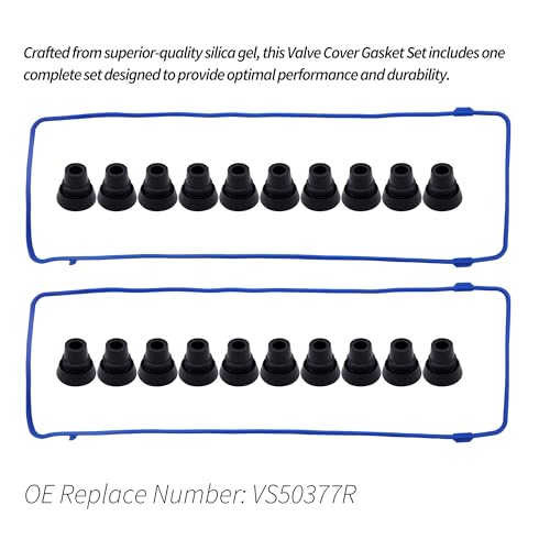 Image of HiSport VS50377R Valve Cover Gasket Seal - Compatible with Ford Crown Victoria E-150 Explorer F-150 F-250 Mustang Thunderbird Lincoln Town Car Mercury Cougar Grand Marquis 4.6L Engine 1991-2002