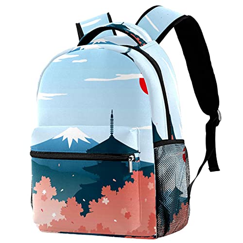 Sac à dos loisirs imprimé fleurs de prunier avec porte-bouteille pour campus