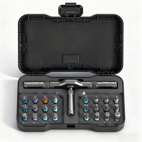 STEELITE Ratchet Screwdriver Set 24 in 1 Magnetic Screwdriver sets S2 Steel Bits Removable DIY Combination for Furniture Assembly Precision Electrical Appliance Repair Bicycle