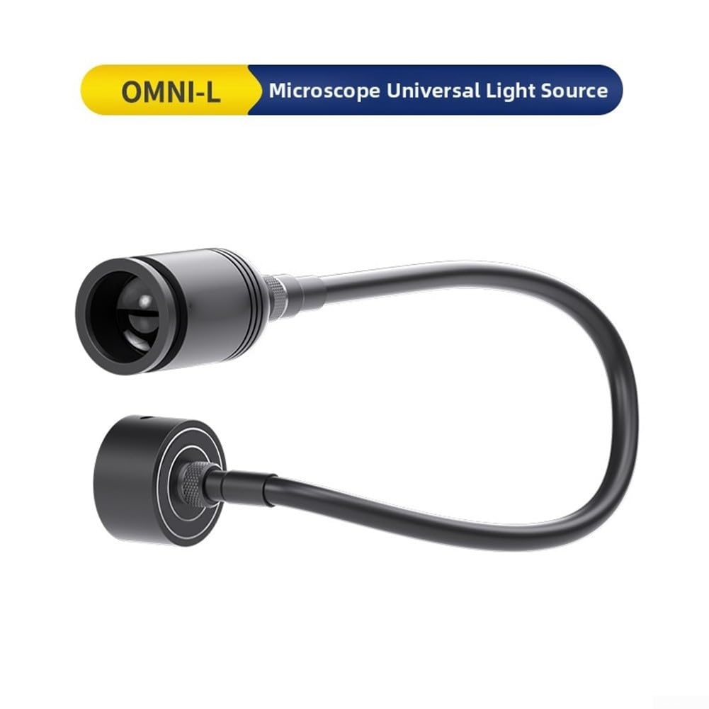 Omni-L - Sorgente luminosa ad anello LED da 5 W per microscopio, oscuramento continuo, collo d'oca flessibile a 360°, alto CRI per riparazione PCB e mobile, nero