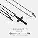 GTMJ Wooden Cross Necklace for Men -Black Ebony Stainless Steel Adjustable Box Chain 24-26in, Spiritual Jewelry Gift for Him, Everyday Wear