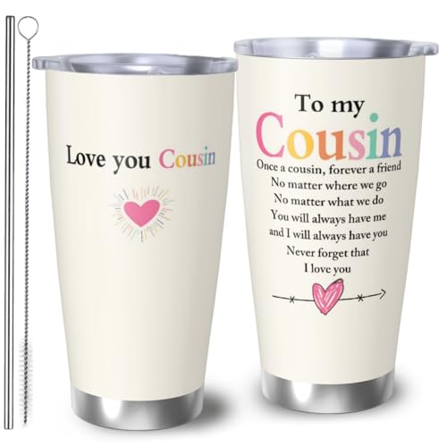 RUIYIMOEO Best Cousin Gifts for Women, 20 Oz Insulated Cousins Travel Tumbler, Cousins...