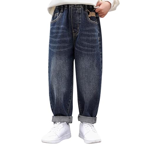 Boys Baggy Jeans Straight Wide Leg Casual Elastic Waist Loose Fit Denim Pants Y2K Streetwear Cargo Jeans with Pockets