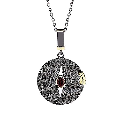 Collier argent 925 disque noir zircon rouge glamour, le cadeau idéal pour briller en soirée