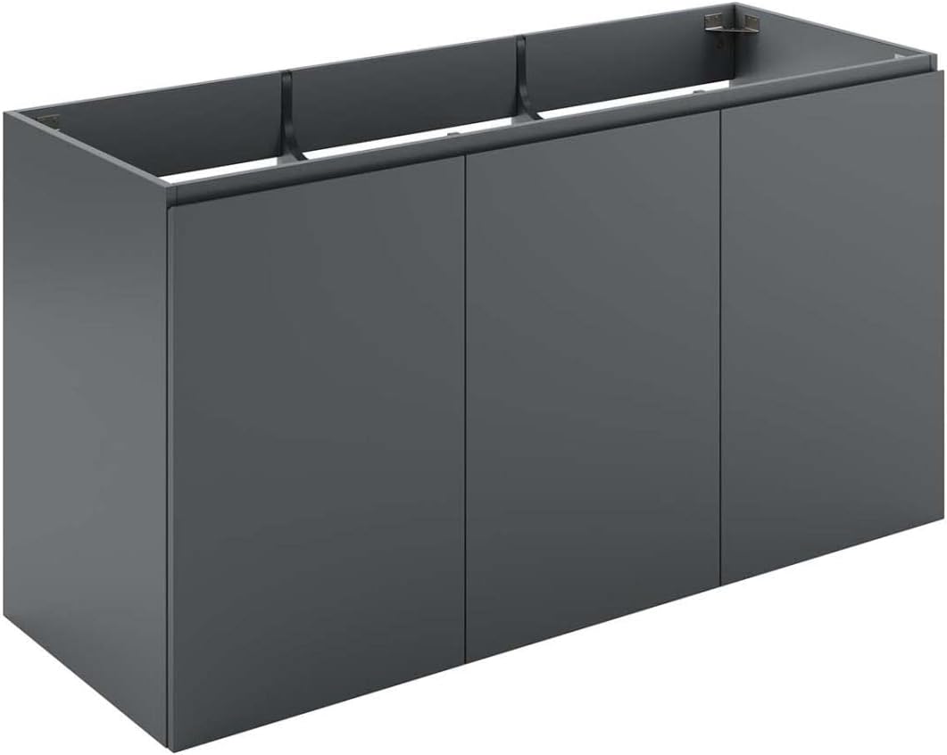 Modway Vitality 47" Particleboard Melamine Wall-Mount Bathroom Vanity in Gray