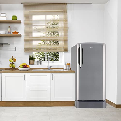 Image of LG 201 L 5 Star Inverter Direct-Cool Single Door Refrigerator Appliance (GL-D211HPZZ, Shiny Steel, Base stand with drawer & Smart connect, Gross Volume- 204 L)