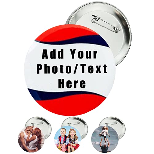 Custom Buttons with Design, Custom Pins Add Your Name Photo Logo Text, Round Pins Name Badges ID Card for Clothing Decoration Business Gift -Custom Text-2.25"-1pcs