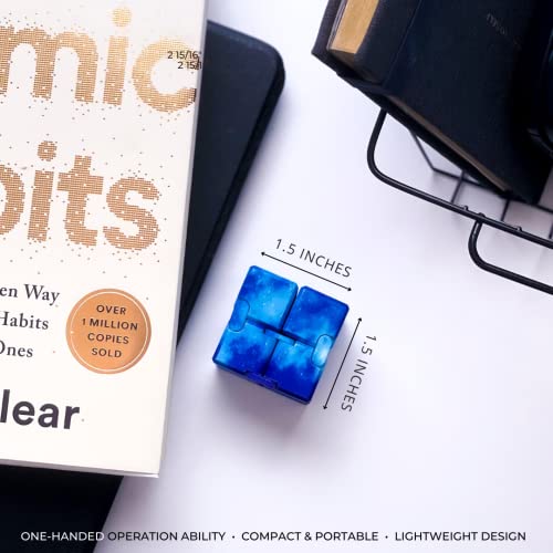 Daily Vibrations Infinity Cubes, Durable Stress Relieving Blue Galaxy Fidget Toy, Stress And Anxiety Relief Fidget Cube, Relaxing Hand-Held Fidget Toys For Adults And Kids #TOP2