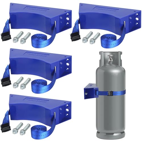 Zhichen star 4PCS Propane Tank Holder, Gas Cylinder Holder, Propane Tank Mount， ABS Gas Cylinder Holder with Screws and Safety Chain Supported 4