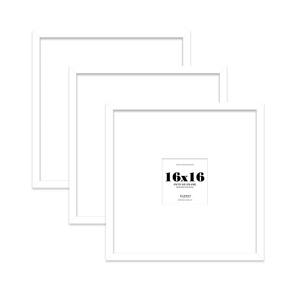 16x16 White Picture Frame with Large Mount for 5x5 Photos, Prints - Modern Square Wall Frame, Set of 3 โ image 1