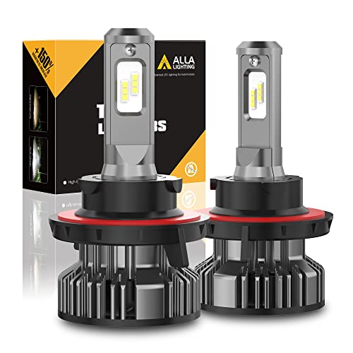Alla Lighting H13 9008 LED Headlight Bulbs, 10000Lms 600% Brighter 6000K~6500K Xenon White, Dual High/Low Beam Conversion Kits Replacement Bulbs