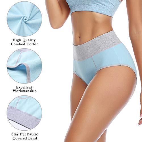 Wirarpa Women's Cotton Underwear High Waist Briefs Ladies Soft Breathable Panties Full Coverage Underpants 5 Pack Medium #TOP2
