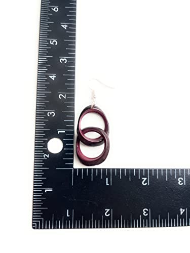 Tagua nut earrings in orange, Eye slice loop earrings, Tagua vegetable ivory dangle earrings Tag2904