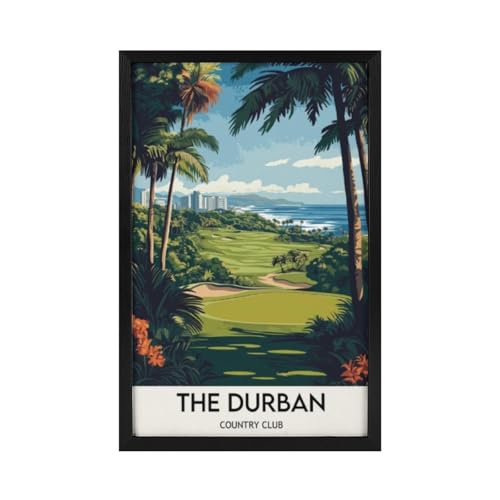 Framed Durban Country Club Poster Golf Fan Art Print Modern Aesthetics, Home, Office, Living Room, Bedroom, Room Aesthetic Decoration16x24inch(40x60cm)