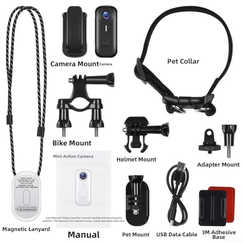 Cámara portátil de acción para el pulgar 2K para mascotas, viajes al aire libre aventuras D100 de gama alta 1080P, dispositivo de bolsillo magnético para grabadora de ciclismo, cámara de pulgar para - imagen 5