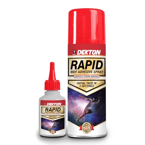 Dekton MDF Kit 400ml + 100g: Fast-Setting 2-Component Adhesive for Wood, Plastic & Metal; High Adhesion, Ideal for Vertical Surfaces & Rough Materials; Perfect for Montage & Repair Applications