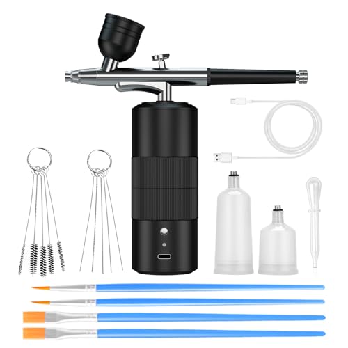 Airbrush Kit Portable Airbrush Air Brush Kit with Air Compressor Airbrush for Nails Airbrush Compressor High Pressure Nail Airbrush Machine Handheld Mini Air Brush Kit (black)