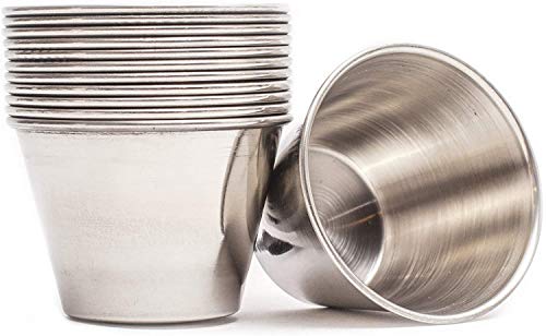 EHOMEA2Z Ramekins Stainless Steel Condiment Sauce Cups, Metal Ramekins, Commercial Grade, Multifunctional, Ideal for All Hot and Cold Sauces, Individual Portion Cups (24, 2.5 oz)
