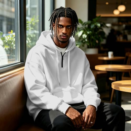 Fleece Hoodie Men Quarter Zip Fleece Lined Fall Hoodies Sweat Shirt - image 4