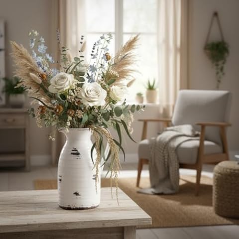 hjn Farmhouse Ceramic Pitcher Vase Cover