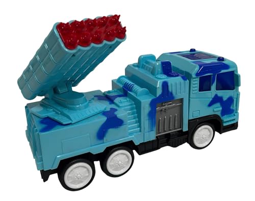 Großer Panzer 22 cm mit Lichtern und Soundeffekten Bewegung Bump & Go Drehbarer Turm 360° Battle Tank LKW Militär Fahrzeug Camouflage Spielzeug, verschiedene Farben zufällig