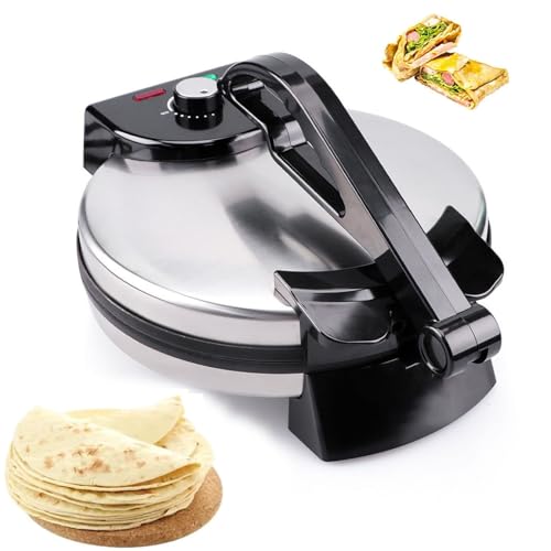 Maker De Roti Eléctrico Calefacción De Doble Cara, Máquina De Tortilla Y Tortilla Antiadherente De 10 Pulgadas Con Temperatura Ajustable Para Pizza, Pita, Quesadillas Y Mor
