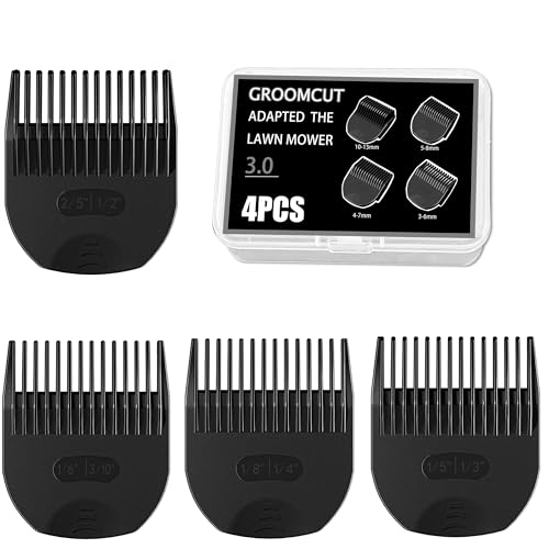 4 Professional Trimmer Guards Designed for Manscaped Lawn Mower 3.0, Waterproof Guide Combs Replacement with Organizer, 8 Cutting Lengths from 1/8\" to 1/2\" Fit The Lawn Mower 3.0 Groin Hair Trimmer