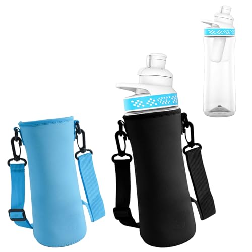 Chanumetal 2 Pcs Sleeves Compatible with 32oz Cirkul Water Bottle, Water Bottle Sleeve Neoprene Sweat Absorbing Material Compatible with Tumbler for Retaining Temperature (Blue&Black)