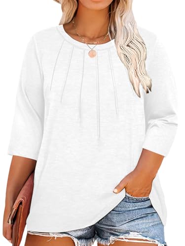 Image of Chulianyouhuo Womens Plus Size Tops 3 /4 Sleeve Casual T Shirts
