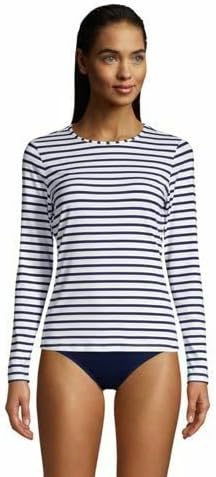 Lands’ End Women’s Long Crew Neck Long Sleeve Rash Guard UPF 50 Sun Protection Modest Swim Tee Lands’ End Women’s Long Crew Neck Long Sleeve Rash Guard UPF 50 Sun Protection Modest Swim Tee