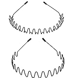 Metal Headbands for Women Men, WantGor 2 Pack Fashion Unisex Black Hairband Sports Headwear Hair...