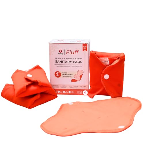 Image of Fluff Reusable Cloth Pads for Plus Size Women | (3 XXL + 1 XXXL + 1 Storage Pouch) | Heavy Flow Day and Overnight Pads | Lasts Up To 2 Year| Highly Absorbent, Leak Proof & Skin Friendly | Pack of 4
