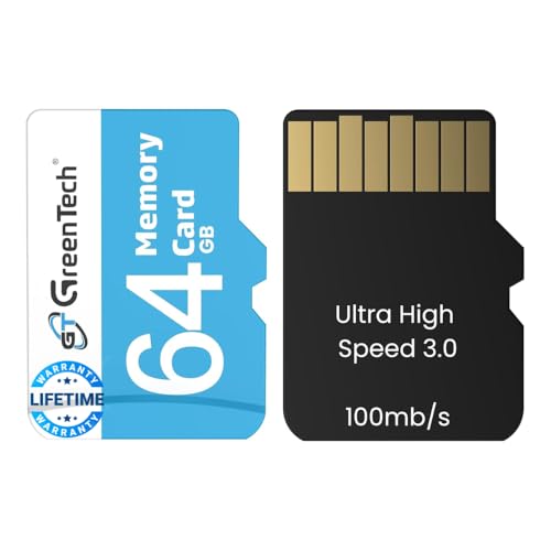 Image of Green Tech 64 GB Micro SD Memory Card with Ultra High Speed 3.0 | Full HD Video Resolution | Upto 100 Mbps Read Speed |Suitable for Tablet, Camera, Smart Phone, Surveillance, Drone