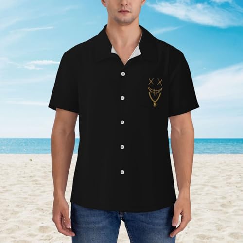 Mask Bitcoin Chain Crypto Money Coin Blockchain Men's Casual Hawaiian Shirts Holiday Beach Short Sleeve Shirts - Image 7