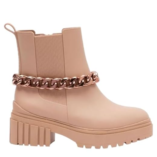 Bota Coturno Casual J-Lastic Tratorada com Zíper e Corrente Petite Jolie Chelsea Pj7148