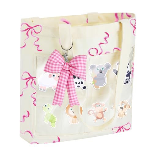 Image of Eccliy 8 Grid Figure Tote Bag Clear Figure Display Bag with Bowknot Portable Display Case for Small Doll
