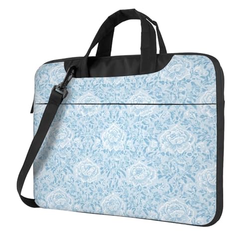 Housse ordinateur portable 15.6" bleu pastel - Pochette PC matelassée et sacoche fleurie