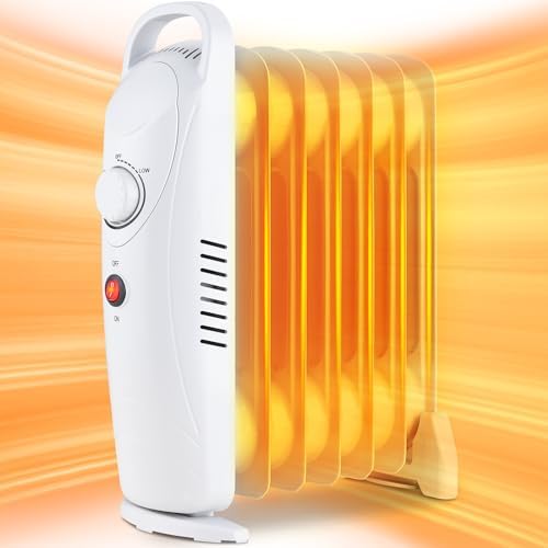 Amazon.com: Oil Filled Radiator Heater, Small Portable Space Heater with  Adjustable Programmable Thermostat, Quiet, Overheat Protection, 7 Oil  Heating Fins, 700W Mini Heater for Home Office (White) : Home u0026 Kitchen