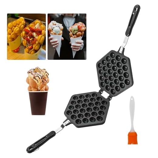 MAOPINER Bubble Waffle Maker Pan Waffle Cake Mold Pot Non-stick Double Side Egg Waffle Maker for Breakfast Lunch Household Cafe Restaurant Cake Shop