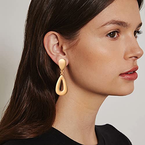14K Gold Teardrop Clip On Drop Earrings For Women Non Piercing Gold Clip Dangle Earrings Fashion Jewelry #TOP4