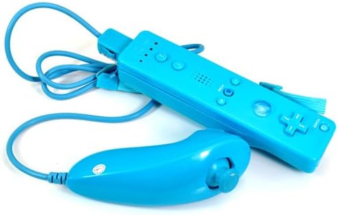 Finejo Blue Remote and Nunchuk Controller Set for Nintendo Wii Game