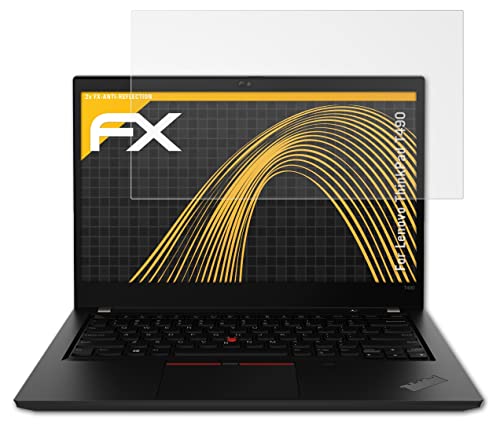 Preisvergleich Produktbild atFoliX Panzerfolie kompatibel mit Lenovo ThinkPad T490 Schutzfolie, entspiegelnde und stoßdämpfende FX Folie (2X)