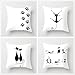 Funda de Cojines Decorativa Gato de Dibujos Animados Blanco y Negro Fundas de Cojín 50x50cm,Funda de Almohada Cuadrado Juego de 4 Funda de Cojines Decorativa para Sofá, Cama Hogar, Coche, Exterior