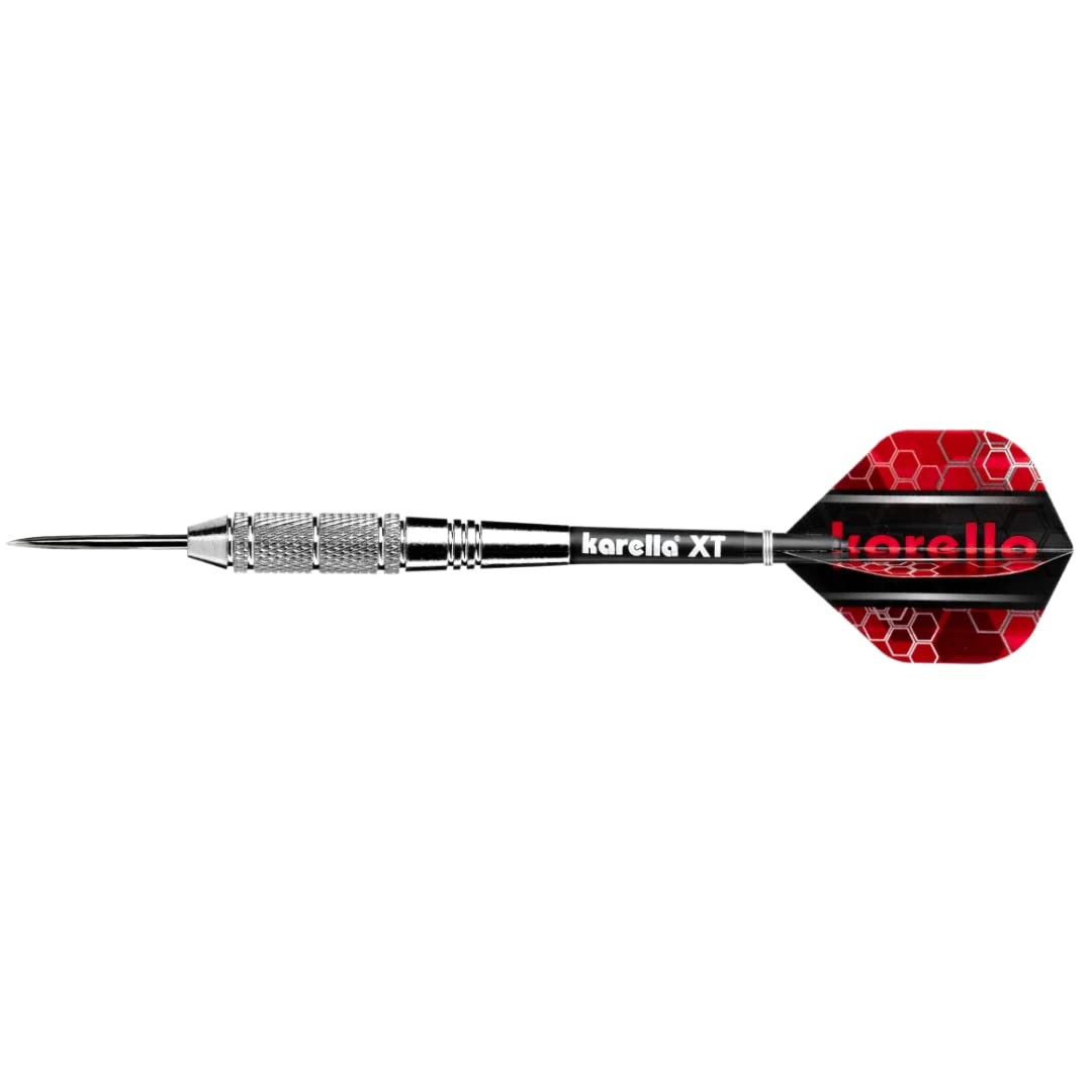 Karella Steeldart XT-3 Steeldart 22 g, 56 mm Barrel, Einsteiger Darts, Rot & Silber